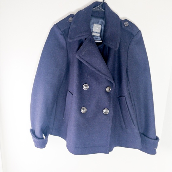 Gap Navy A Line Short Peacoat —63%Wool Petite Small - Picture 4 of 10